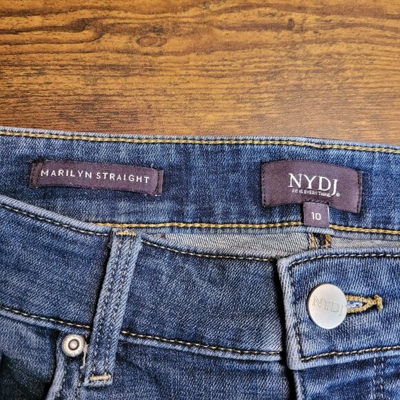 NYDJ Jeans Size 10 Marilyn Straight Mid Rise Tummy Control Medium Wash Stretch - Picture 3 of 12